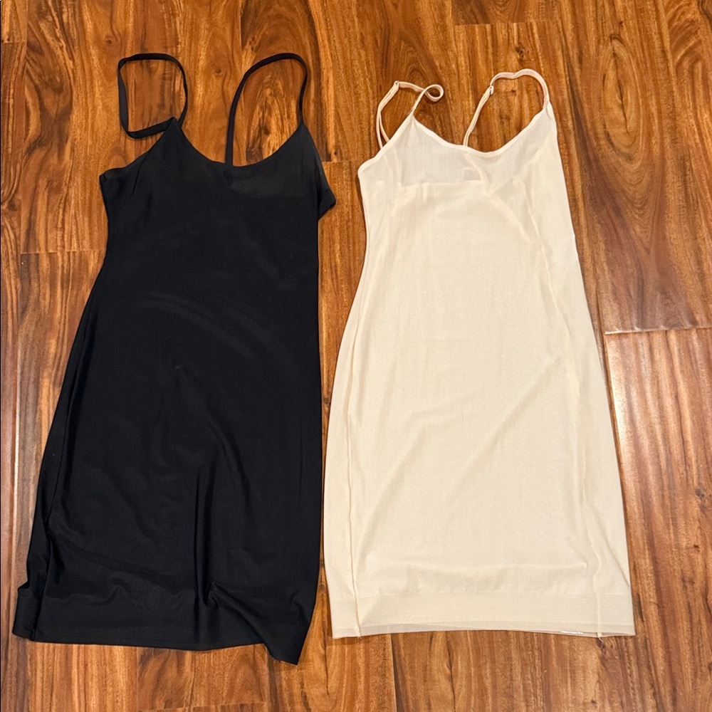 Soma Black and Cream Shapewear Slip Dress Set